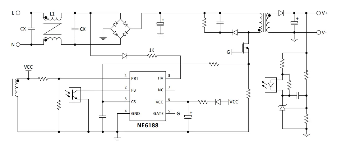 NE6188 具有3 倍峰值功率的SSR反激控制器，直驱SiC MOS