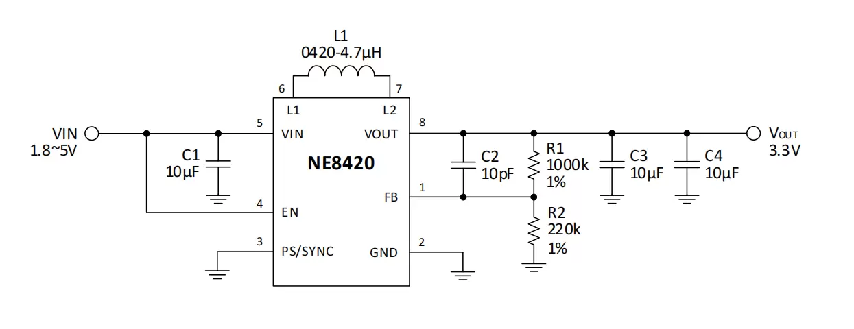 SE8420 高效率同步升降压DC/DC 转换器  5V1A