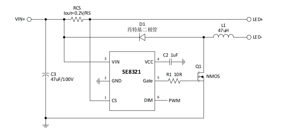 SE8321  100V10A  降压  DC-DC  LED调光驱动 控制器