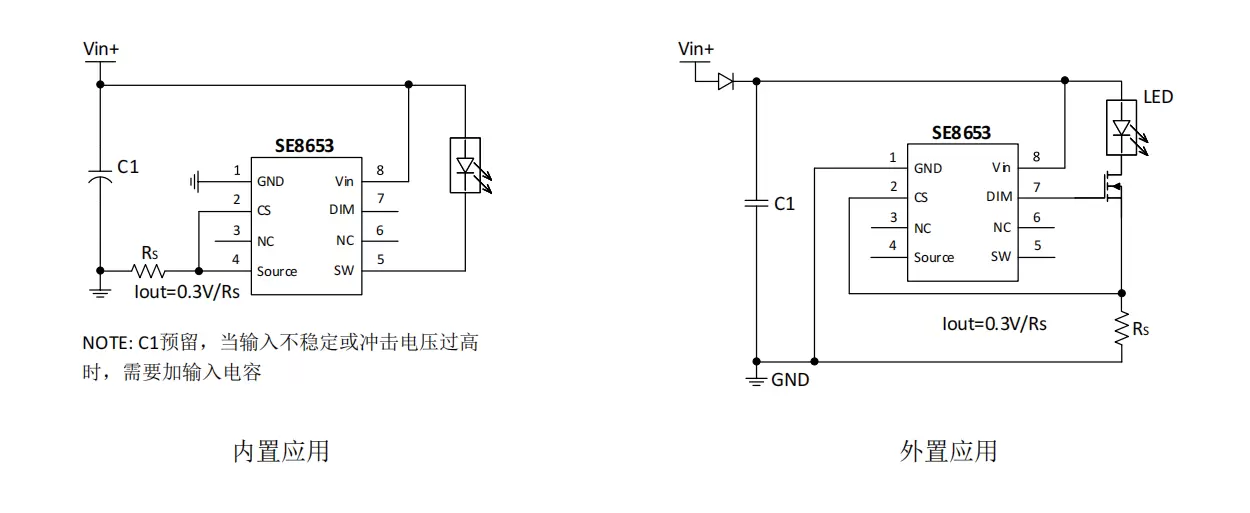 SE8653 Buck 100V1A  线性恒流LED驱动，支持PWM和模拟调光