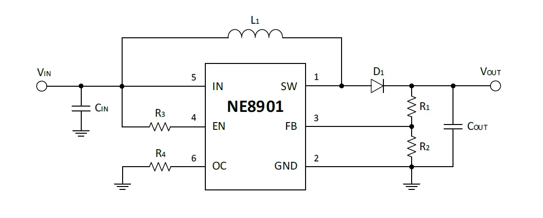 NE8901 Boost   24V1A 异步升压转换器